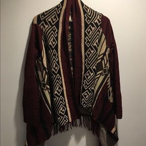 Tribal print poncho/cardigan sweater